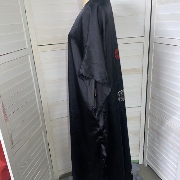 Up2date Fashion Black And Floral Print Kaftan One Size Loose Maxi Dress - Picture 6 of 9